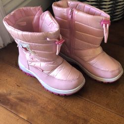 Rugged Bear Girls Pink Star Snow Boots - Size 2