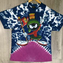 Vintage 1998 Marvin the Martian Tie Dye Looney Tunes Changes T Shirt XL USA #5