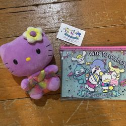 Hello kitty Stuffed Animal And Brand New Sanrio Pencil Case 