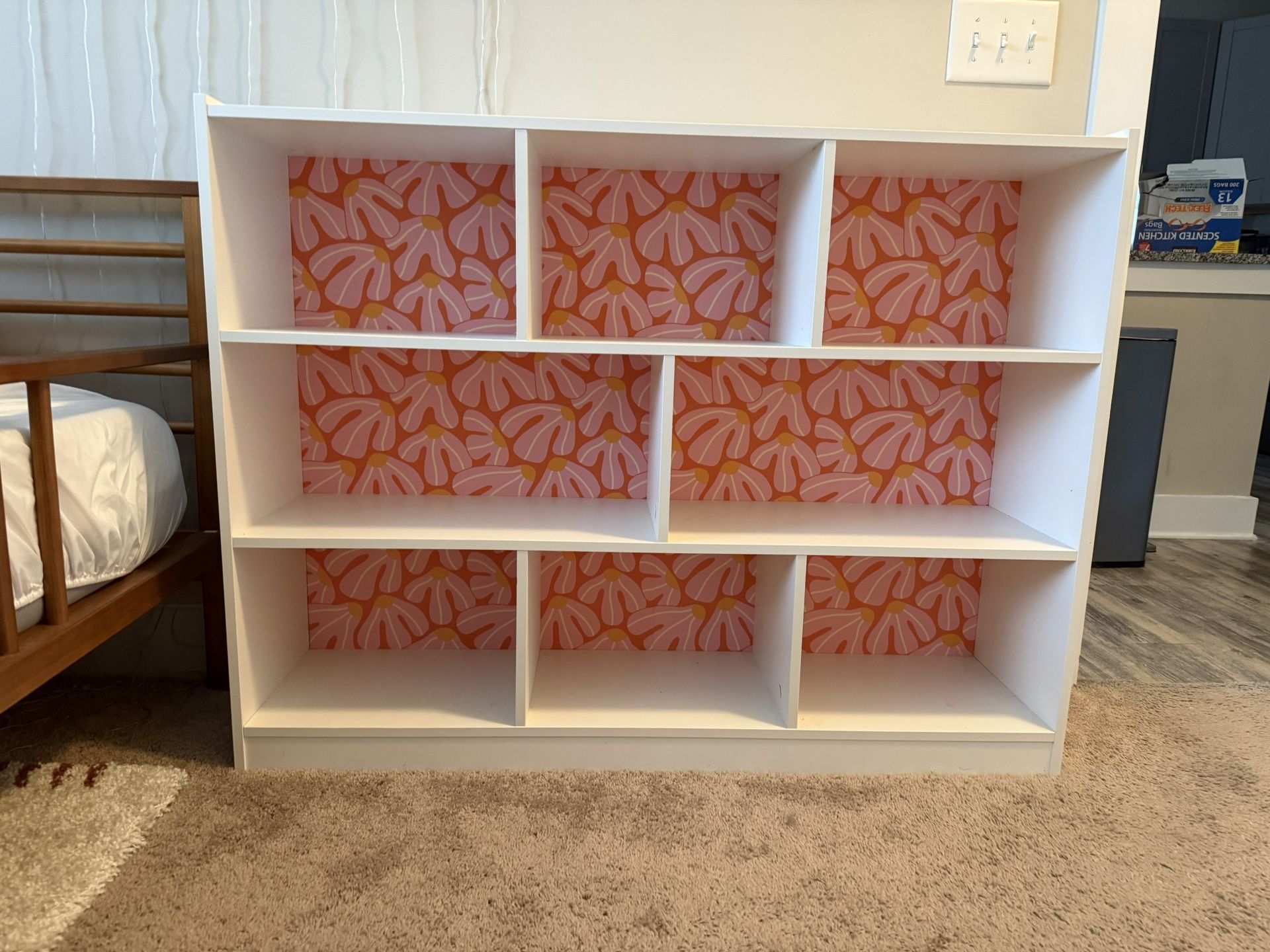 Bookshelf With Wallpaper Accent