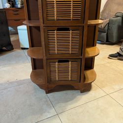 Brown wooden shelving unit