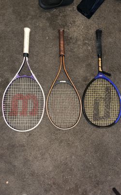 Tennis Rackets Vintage , 1980 Wilson American Ace, Prince Precision Mono , Purple V-Matrix Triumph