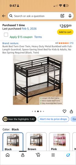 Bunk bed (no mattresses)