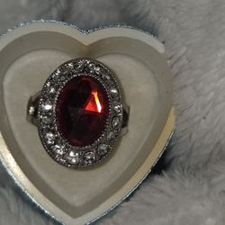 .925 Sterling Silver Cocktail Ruby Ring