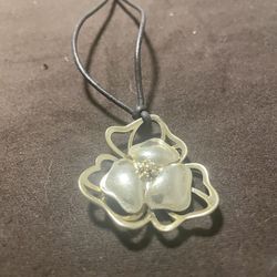 Brand New Fossil Flower Pendant Necklace | Gold-Plated Brass