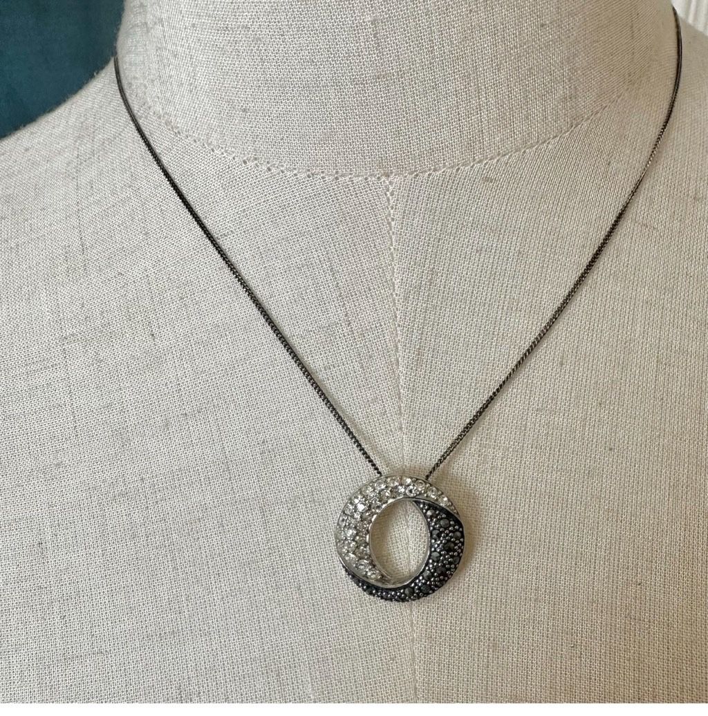 Sterling Silver Marcasite Rhinestone Thailand Pendant Necklace