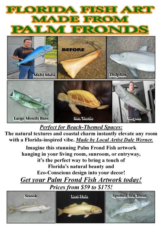 Fish Art Made From Palm Fronds! Summer Sale!!