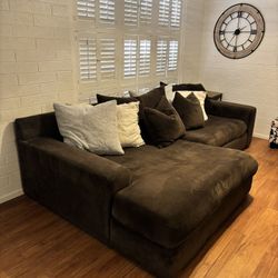 Mocha brown 120” Modular 2 Piece Sectional with Left Arm Facing Chaise