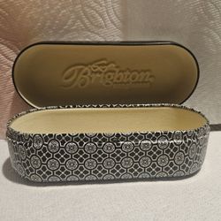 BRIGHTON  BLACK & WHITE TIN METAL SUNGLASSES TOP FLIP CASE ONLY 