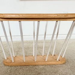 MAGAZINE RACK NEWSPAPER ORGANIZER OAK SPINDLE MID CENTURY DESIGN