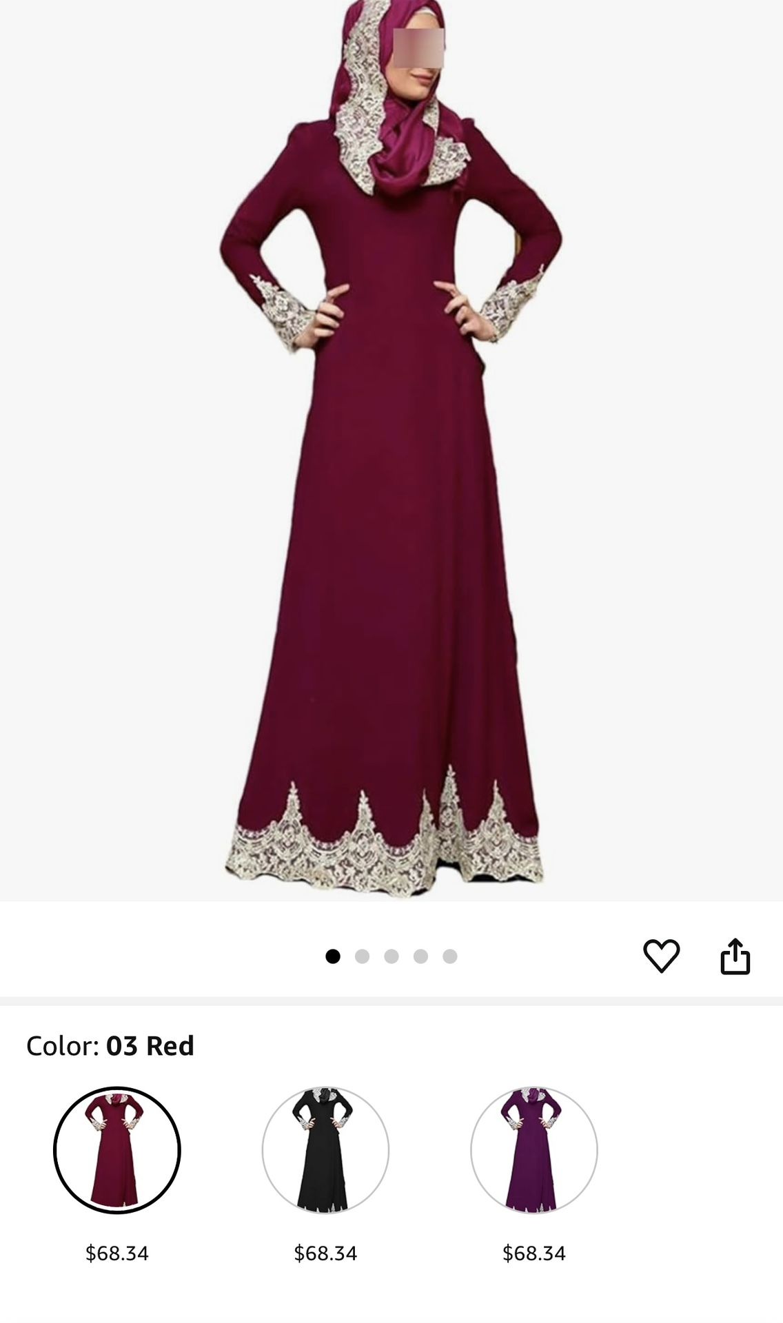 Muslim Women Long Dress Vintage Abaya Islamic Ramadan Maxi Robe Party Arab Robe Lace Gown