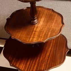 Vintage 1900’s Imperial Flame Mahogany (3) Tier Side Table.