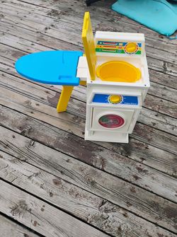 Vintage 1990's Fisher Price laundry center washer and dryer with ironing