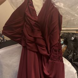 David’s Bridal Bridesmaid Burgundy Dress 