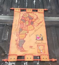 Scroll Style Leather Map of Argentina