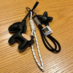 4 PCS Horse PU Leather Star Keychain Bag Hanging Charm Accessory Black