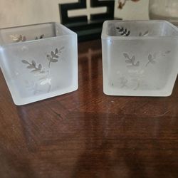 PartyLite Frosted Leaf Votive Holders