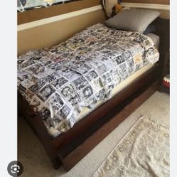 Wood Twin Bed Frame with Trundle 