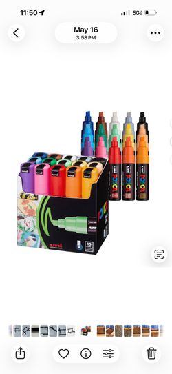 Uni Posca PC-8K Paint Marker Set • 15 Colors • 8mm Chisel Tip