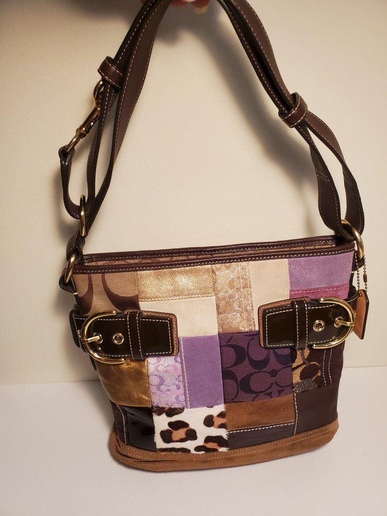 Coach Suede And Leather Patchwork Ladies Bag 