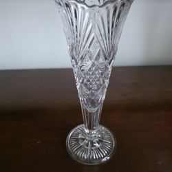 Early American Pressed Glass (EAPG) trumpet vase with fan and diamond pattern.