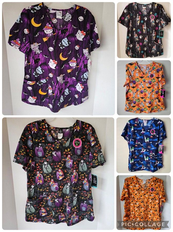 Halloween Woman's Scrub Tops NEW 