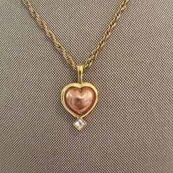 Gold tone Heart light pink Pendant Necklace