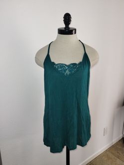 JW Style Women's Y2K Teal Loose Spaghetti Strap Tank Camisole Size L NEW