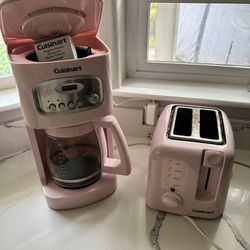 pink cuisinart coffee maker and toaster 
