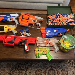 Nerf Guns And Alot Of Shoting Supplies All In  Good Condition 
