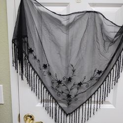 Embroidered And Beaded Shawl.