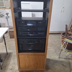 Onkyo Stereo System With Cabinet