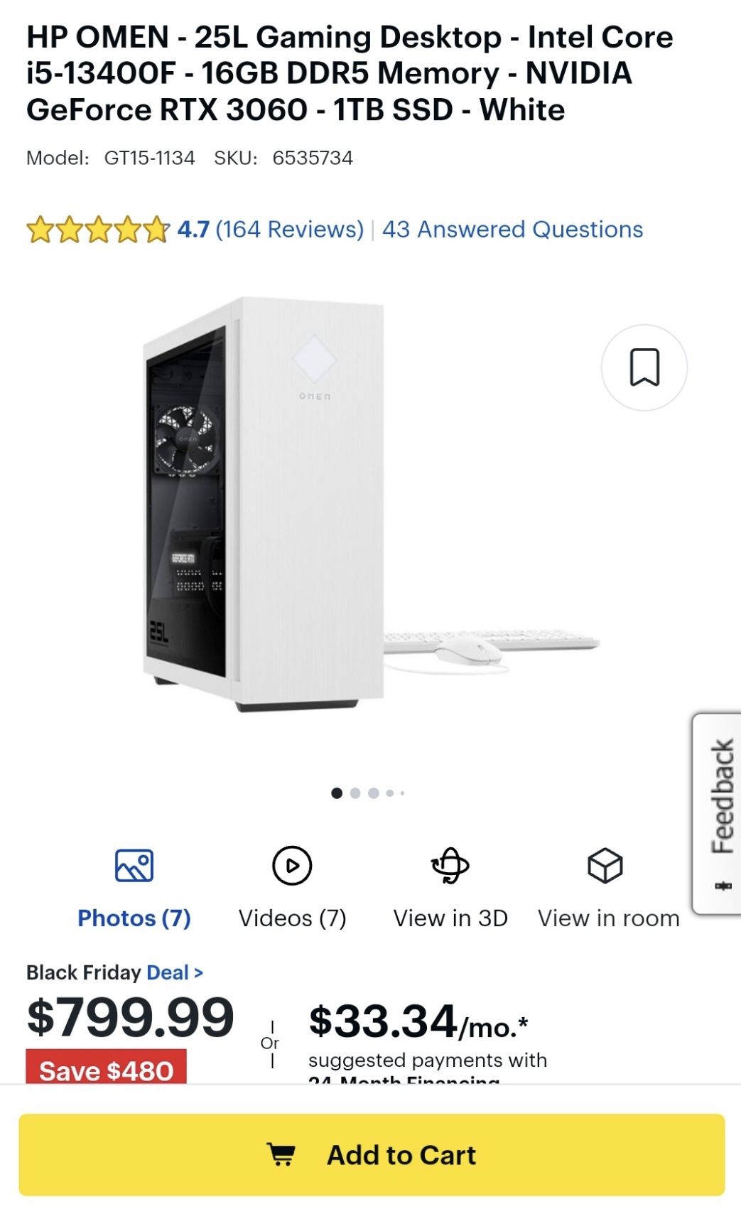 HP Omen Pc 25L i5 16GB 1TB  With An Extra Ram ,  Upgraded Red Light Up Power Supply Mouse Keyboard & A Monitor 