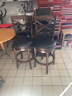 Set of 2 Swivel Bar Stools with Back