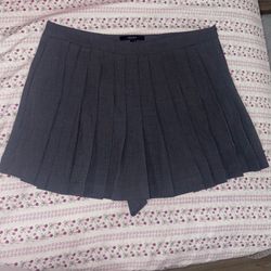 Grey Pleated Skirt Shorts