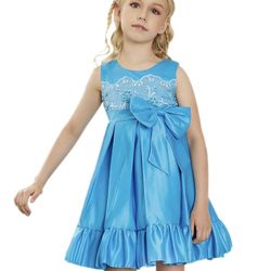 BRAND NEW IN BAG kidikidi girls party dress christmas lace bridal dress long a line wedding dresses tulle party gown size 110 blue 