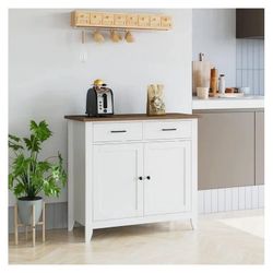 New Kitchen Storage Cabinet with Drawers and Doors White