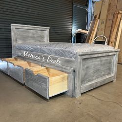 Twin Solid Wood Bed With 3 Drawers And Mattress $560
