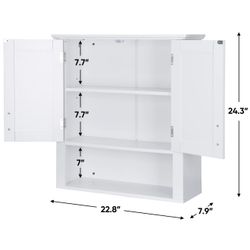 ZENY™ Surface Mount Bathroom Cabinet with Doors, Wall Cabinets Over The Toilet, Bathroom Wood Hanging Cabinet