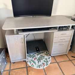  48 in. Rectangular Gray 3 Drawer Computer Desk with Keyboard Tray