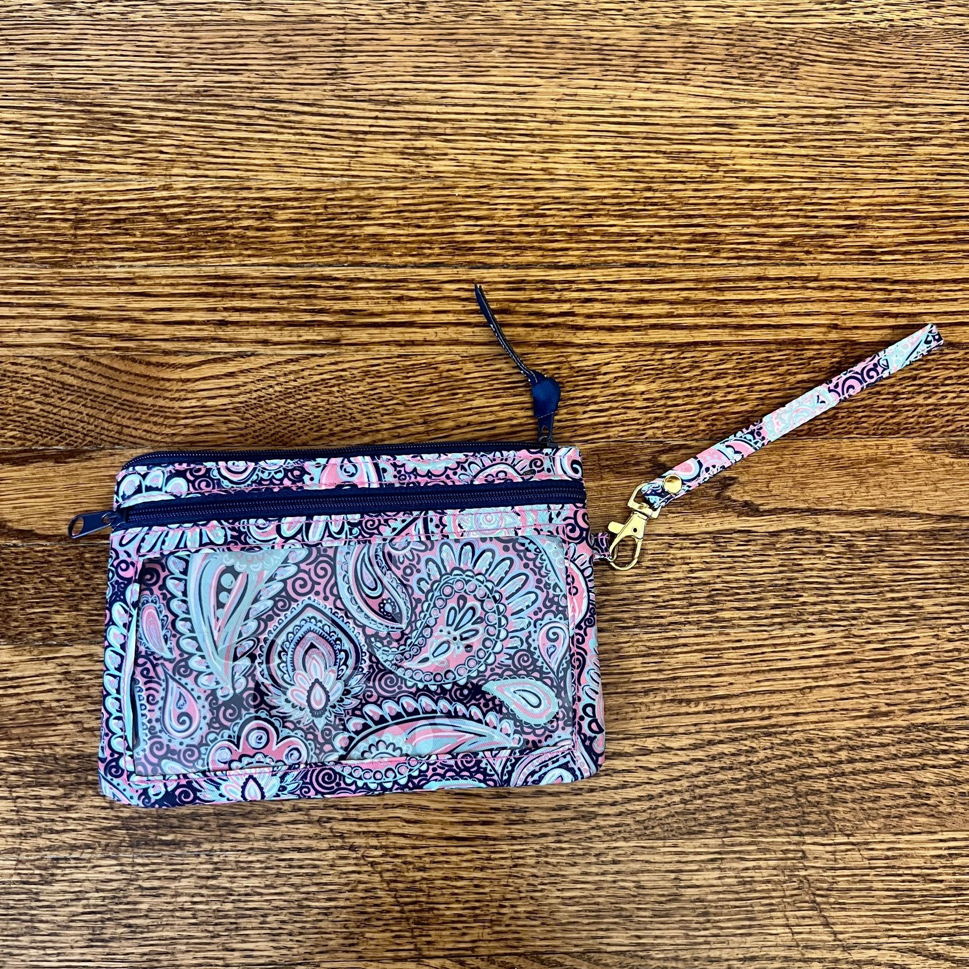Simply Southern Navy/Turquoise/Pink Paisley Phone Wristlet NWOT