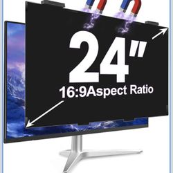 Magnetic 24 Inch Privacy Screen for Computer Monitor 16:9 Aspect Ratio, Hanging Removable Anti-Blue/Glare Protector Film, Anti Spy Desktop Security Pr