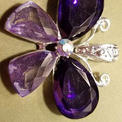 Purple Crystal Butterfly Pendant