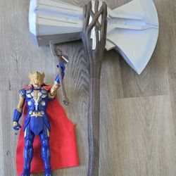 Avengers Marvel Endgame Thor Stormbreaker Axe Cosplay Foam Prop 36" PLUS Thor Action Figure