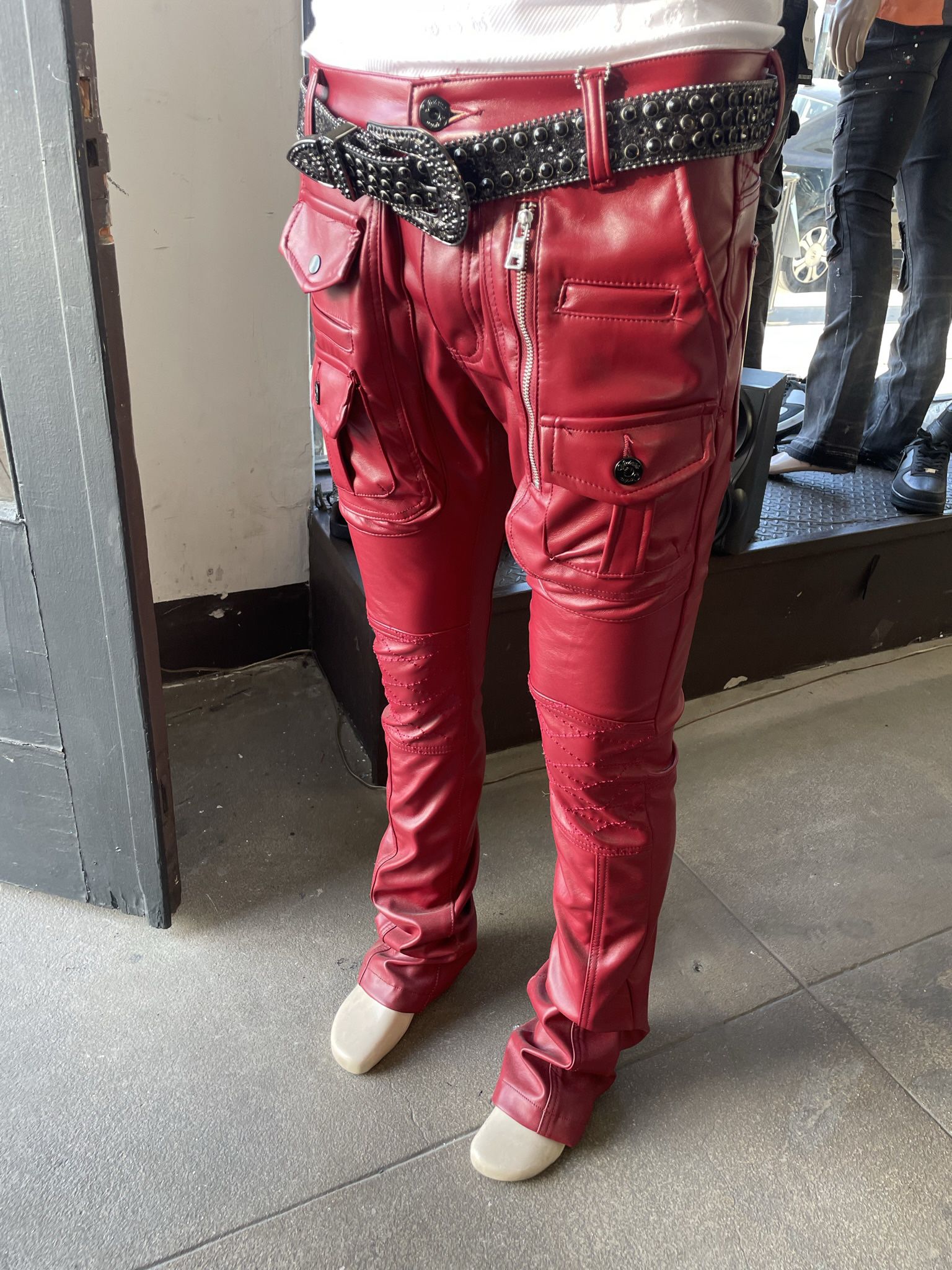 Men’s Leather Stacked Jeans 
