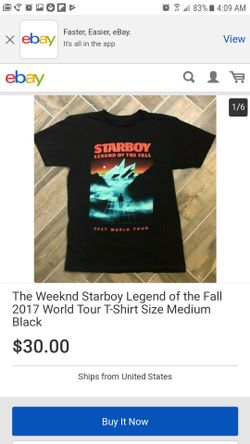 STARBOY LEGEND OF THE FALL CONCERT SHIRT 2017 WORLD TOUR SIZE SMALL