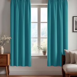 2 Panels Blackout Curtains, Thermal Insulated, Turquoise, 42W x 72L
