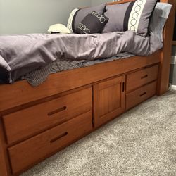 Full Size Bed ( With Under The Bed Storage Shelves), Dresser With Mirror, And Chest Of Drawers