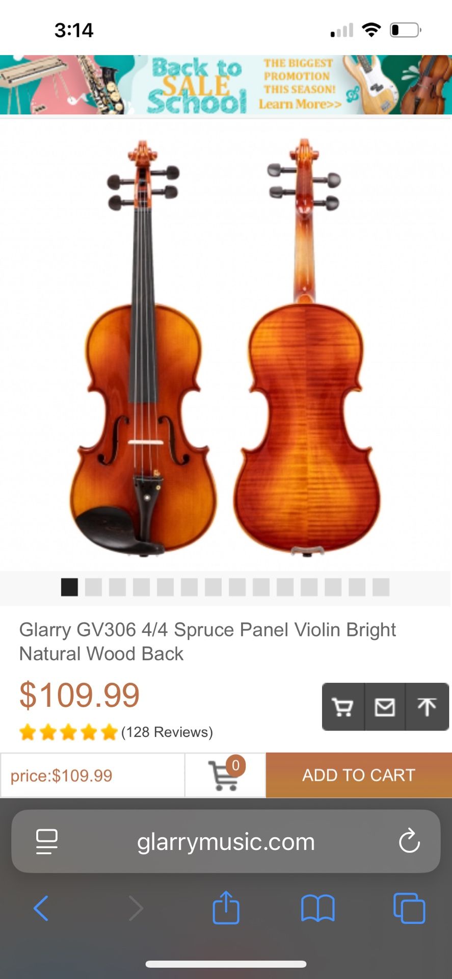 Glarry Gv306 Violin 