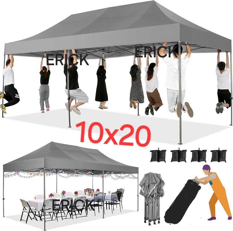 10x20 Heavy Duty Pop up Canopy Tent Easy Up Commercial Outdoor Canopy Wedding Party Tents for Parties All Season Wind Waterproof Gaze